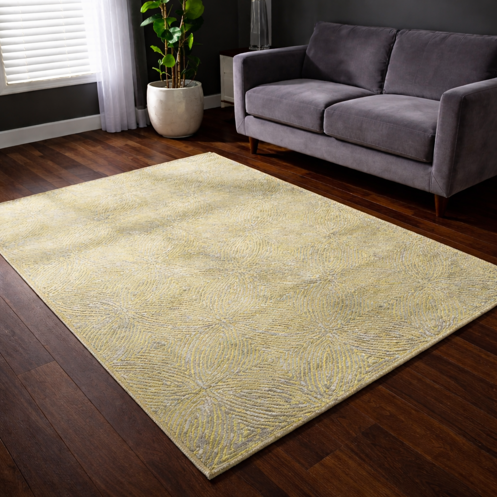 Leora Lime Green and Grey Hand-Tufted Viscose Area Rug