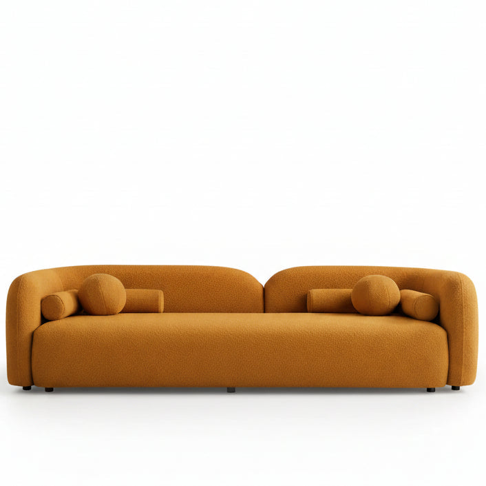 Orange sofa with unique design on a white background