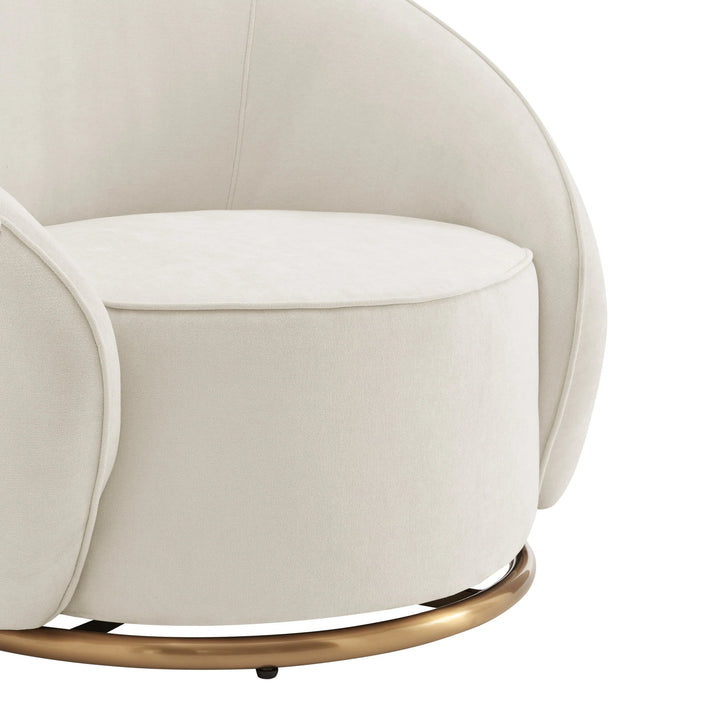 Ivory Swing Luxury Swivel Accent Chair // Ivory and Brushed Gold