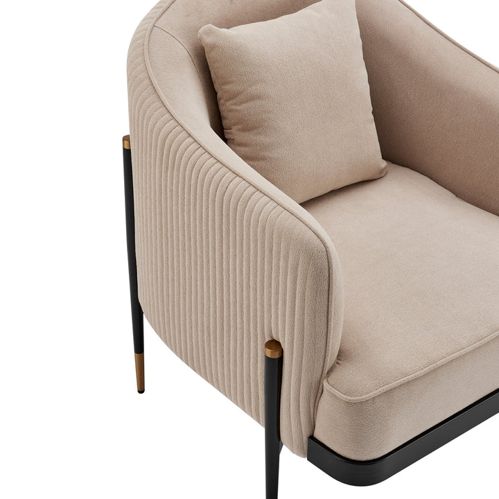 Versa Transitional Elegance Accent Chair // Beige, Black, and Gold