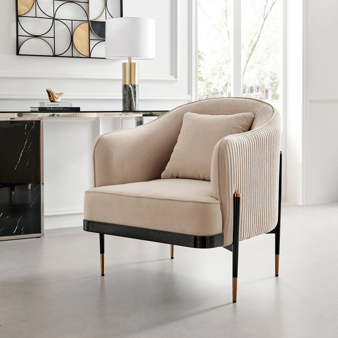 Versa Transitional Elegance Accent Chair // Beige, Black, and Gold