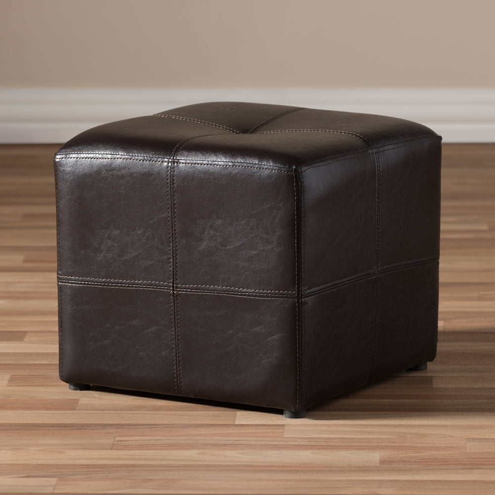 Baxton Studio Nox Dark Brown Ottoman