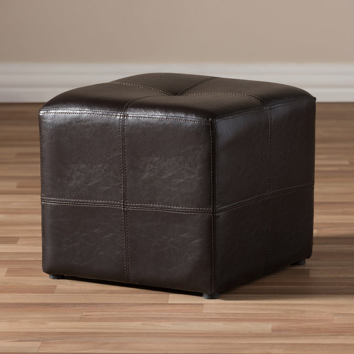 Baxton Studio Nox Dark Brown Ottoman