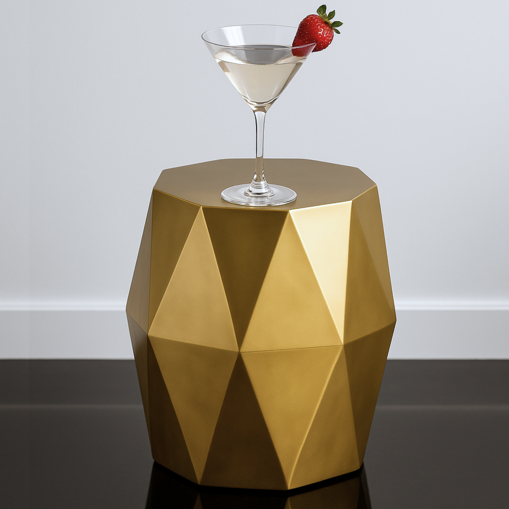 Salman Geometric Gold Bronze Accent Table