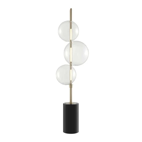 Aluminum and glass table lamp in satin nickel