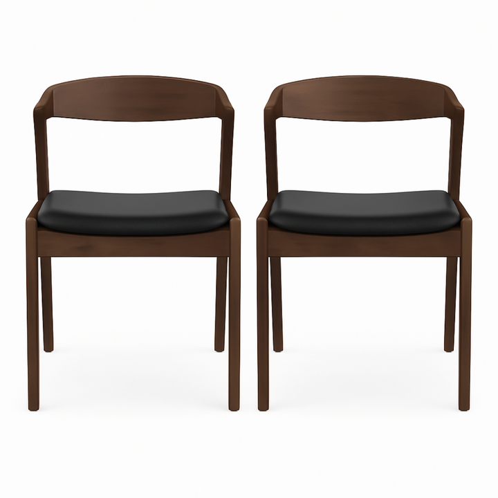 Dakota Solid Wood Black Leather Dining Chair (Set Of 2)