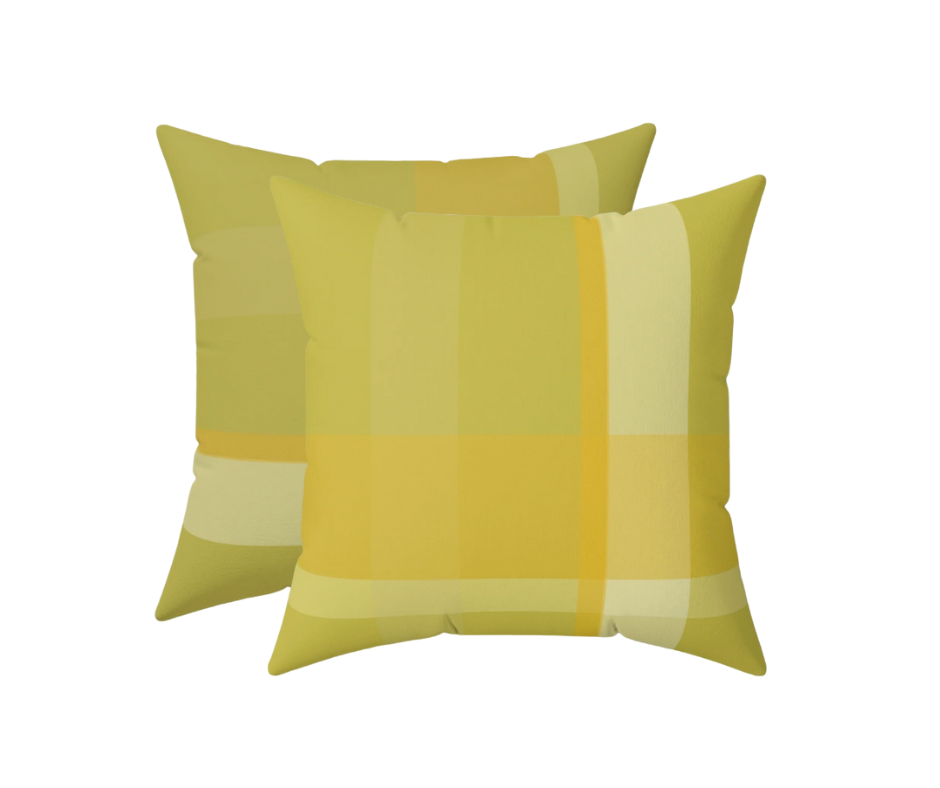Chartreuse and Mustard Plaid Pillow