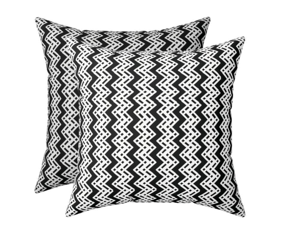 Black and White Diagonal Pillow