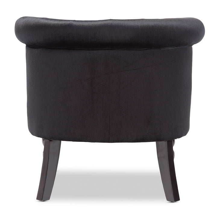 Flax Victorian  Black Velvet Fabric Upholstered Vanity Accent Chair