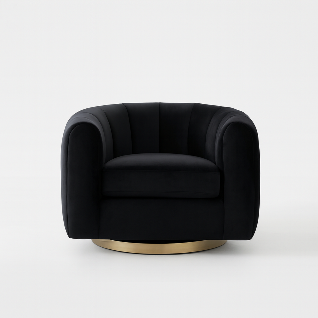Cosey Black Velvet Swivel Chair