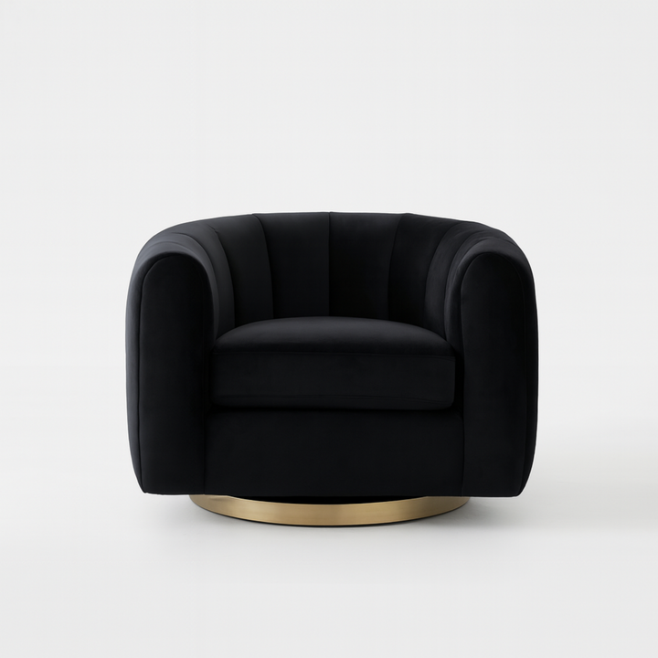 Cosey Black Velvet Swivel Chair
