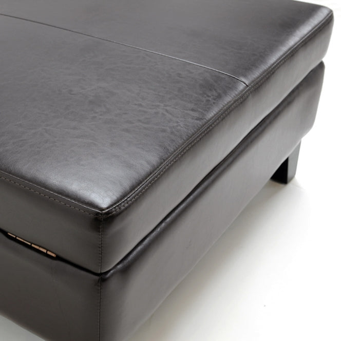 Baxton Studio Sandusky Dark Brown Full Leather Cocktail Ottoman