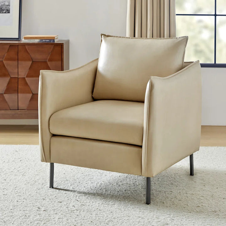 Eamor Faux Leather Armchair with Unique Arms