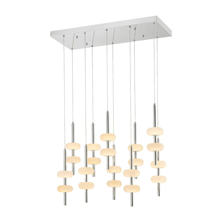 Double Spanish Alabaster Rectangular Chandelier Chrome