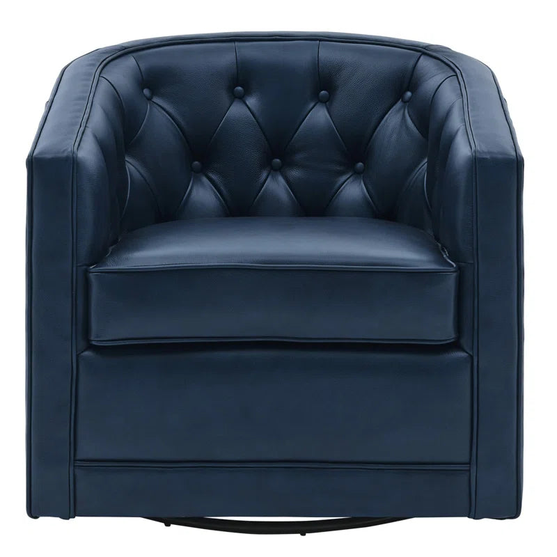 Leather Swivel Barrel Chair