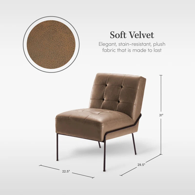 Schaible Leather Tufted Armless Side Chair