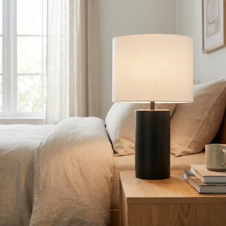 Black Table Lamp with On/Off Switch Aura Black Block Base