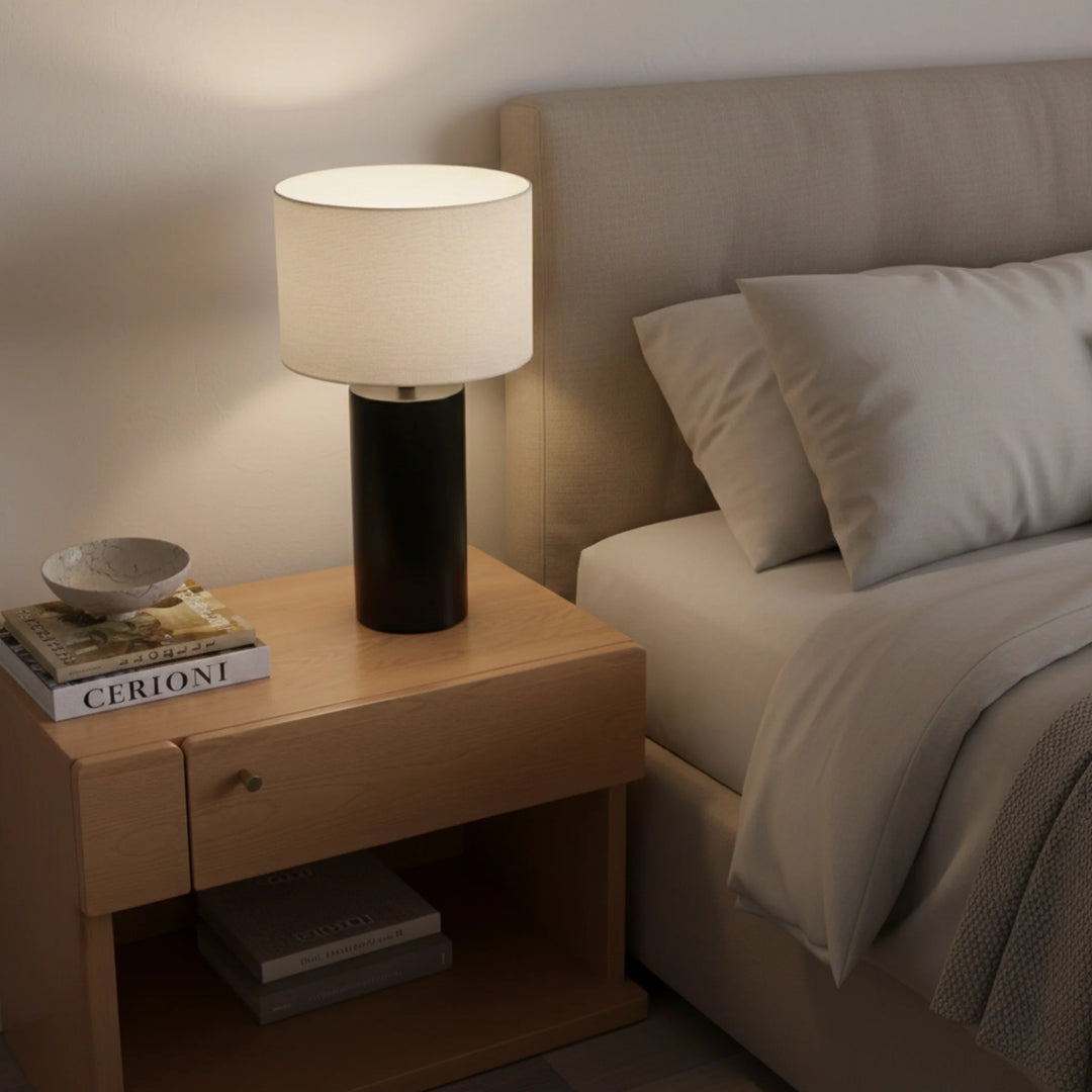 Black Table Lamp with On/Off Switch Aura Black Block Base