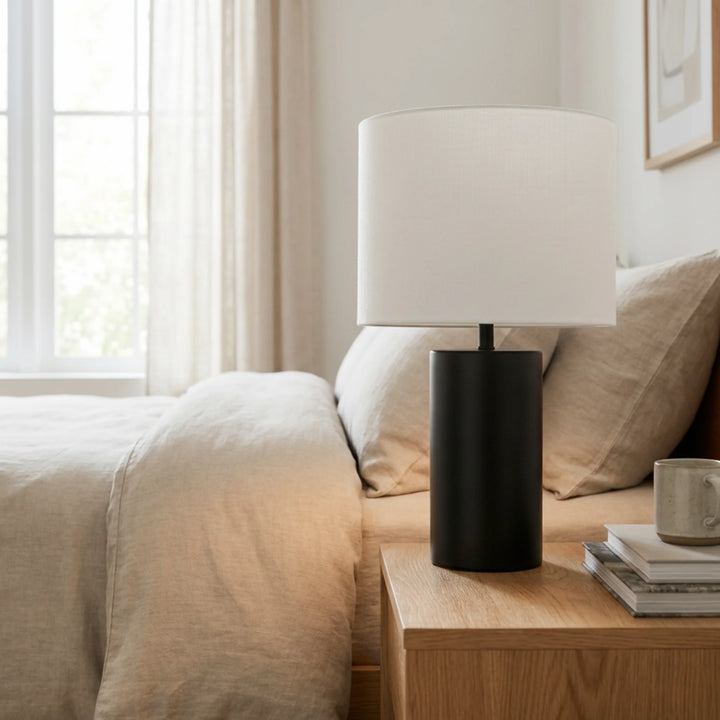 Black Table Lamp with On/Off Switch Aura Black Block Base