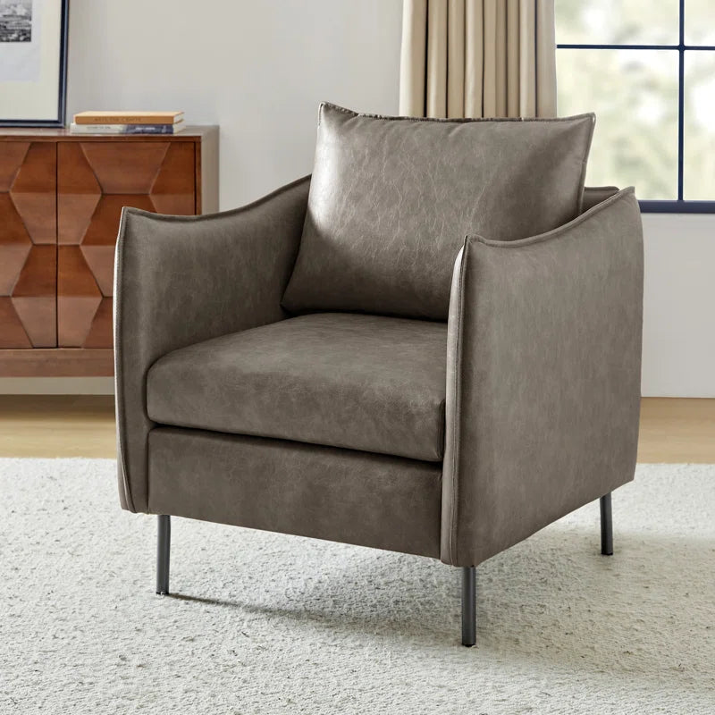 Eamor Faux Leather Armchair with Unique Arms