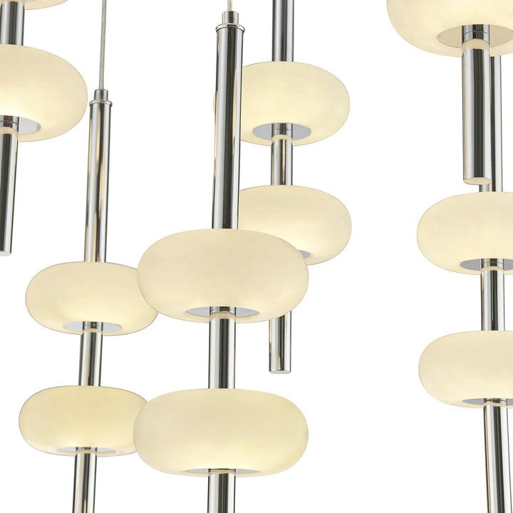 Double Spanish Alabaster Rectangular Chandelier Chrome