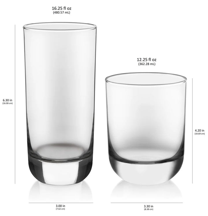 Polaris 16-Piece Tumbler and Rocks Glass Set