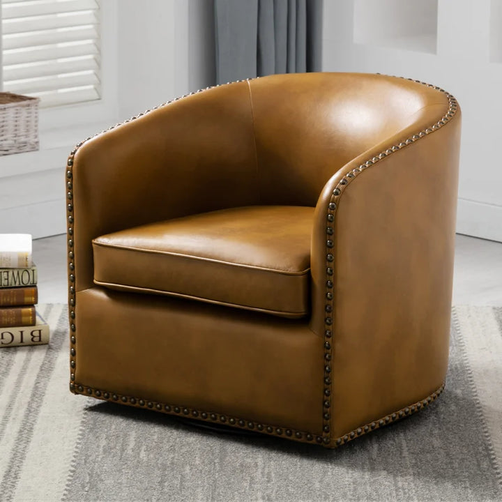 Gatwick Faux Leather Swivel Barrel Chair