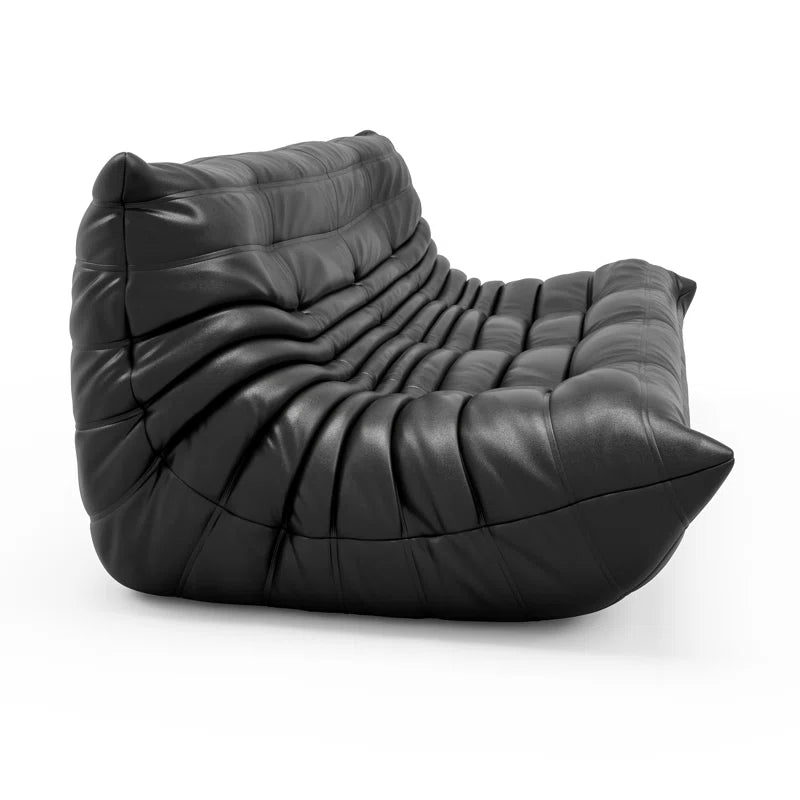 Armless Large Microfiber Leather 3-Seat Bean Bag Sofa