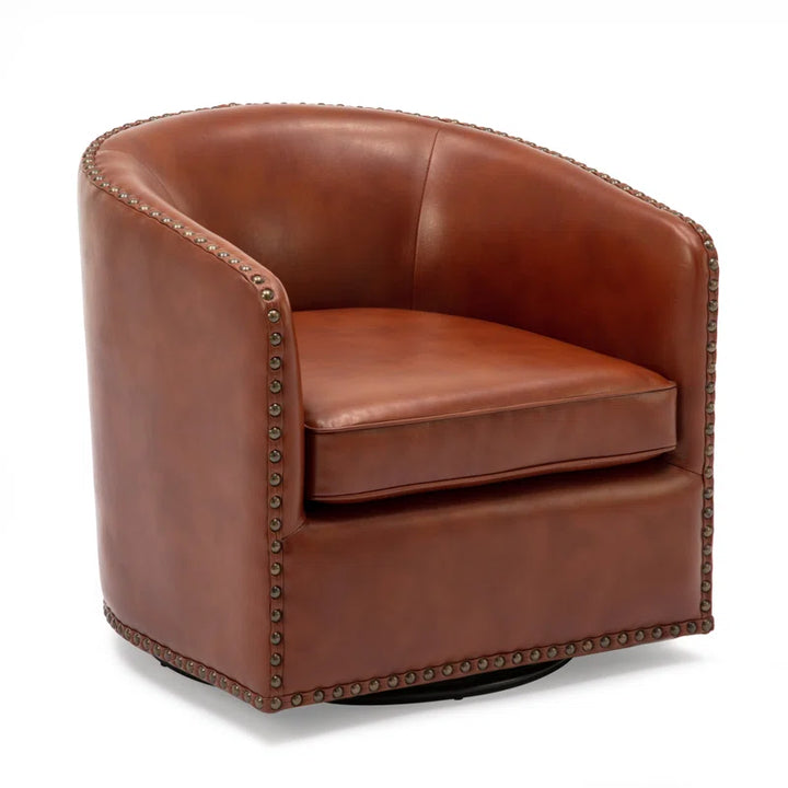 Gatwick Faux Leather Swivel Barrel Chair