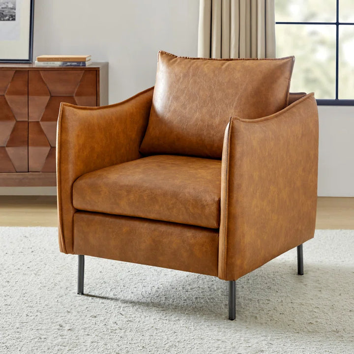 Eamor Faux Leather Armchair with Unique Arms