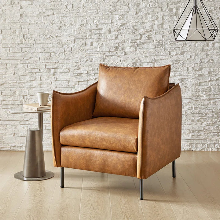 Eamor Faux Leather Armchair with Unique Arms