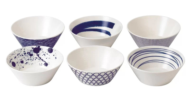 Pacific Blue Mixed Patterns 22 Fl Oz. 6-Piece Cereal Bowl Set