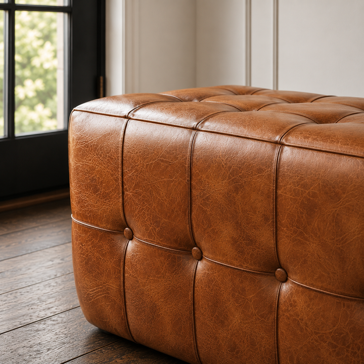 Benjiro Tan Leather Bench