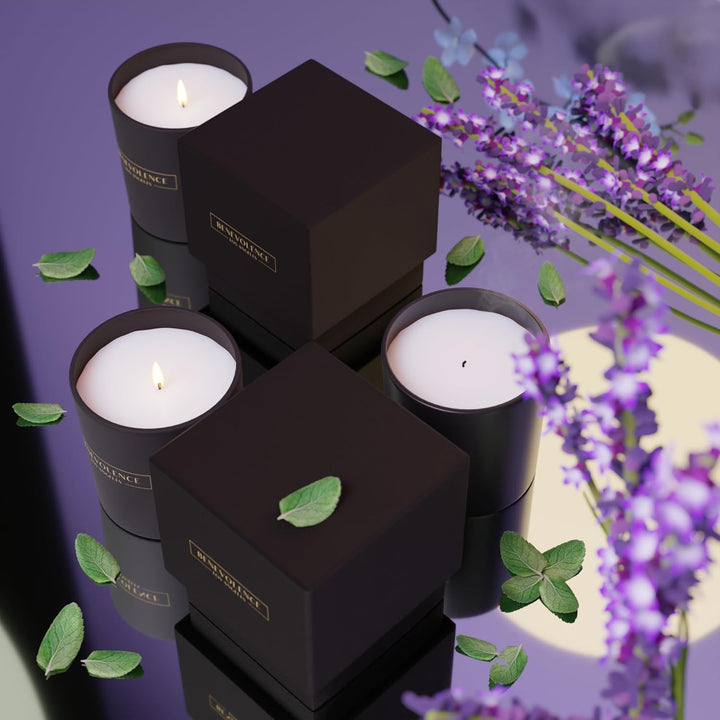 Benevolence Candles Lavender, Mint & Sage Scented Candle | 8 Oz Christmas Gifts for Men | Soy Scented Candles Black | Manly Indulgence Candles | 45 Hour Burn Candles for Women | Lavender Candle