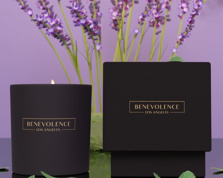 Benevolence Candles Lavender, Mint & Sage Scented Candle | 8 Oz Christmas Gifts for Men | Soy Scented Candles Black | Manly Indulgence Candles | 45 Hour Burn Candles for Women | Lavender Candle