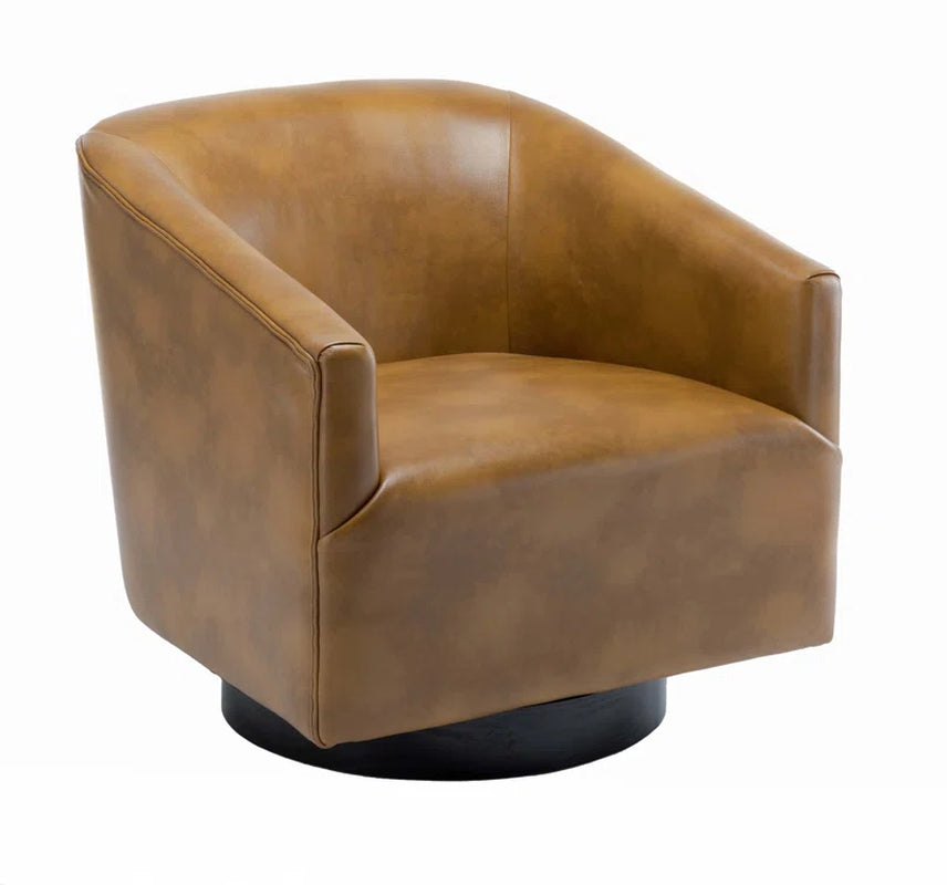 Hall Faux Leather Swivel Barrel Chair