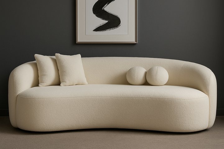 Japandi Style Curvy Boucle Sofa