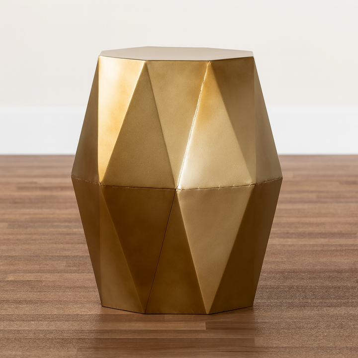 Salman Geometric Gold Bronze Accent Table