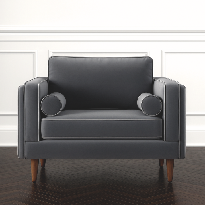Amber Grey Velvet Lounge Chair