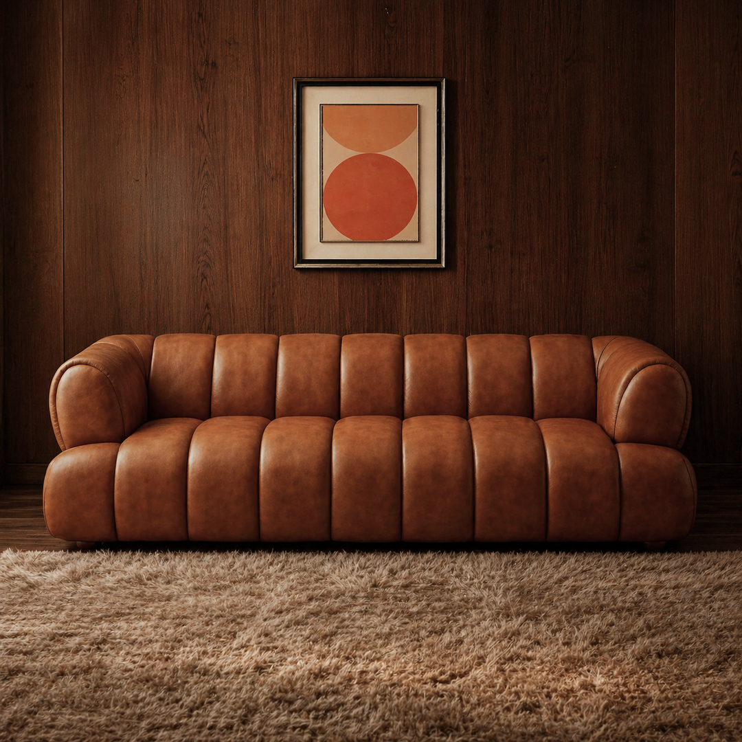 Jasmin Modern Cognac Genuine Leather Sofa