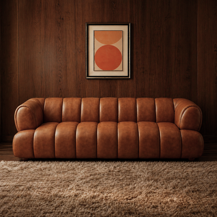 Jasmin Modern Cognac Genuine Leather Sofa