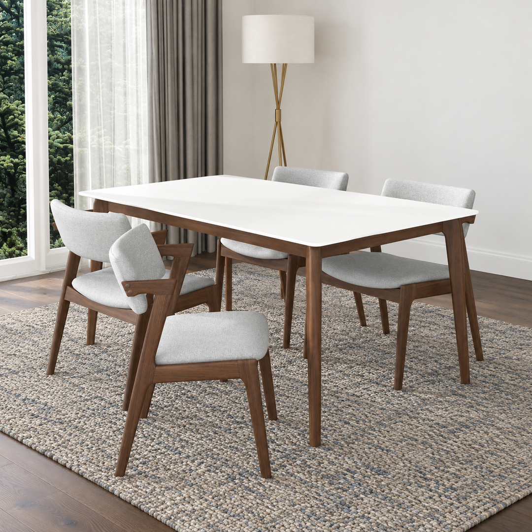 Lindsey Solid Wood White Top Dining Table