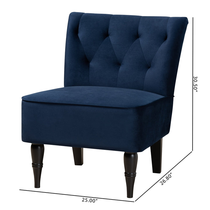 Harmon Modern and Contemporary Navy Blue Velvet Fabric Chair