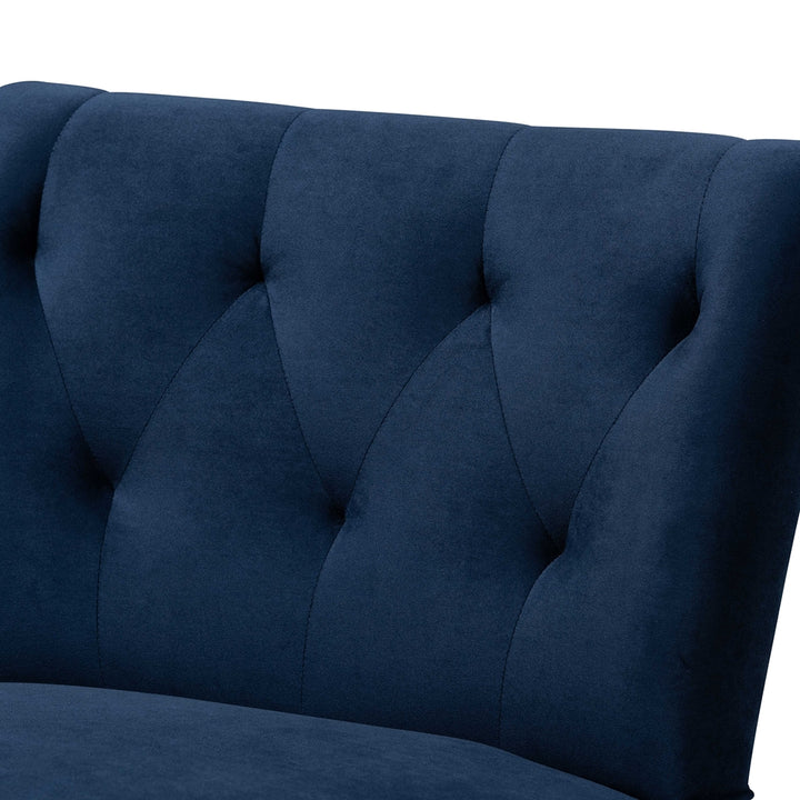 Harmon Modern and Contemporary Navy Blue Velvet Fabric Chair