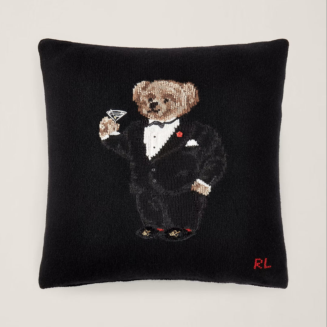 Martini Polo Bear Throw Pillow