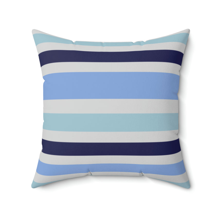 Soft Blue and Navy Striped Pillow - GLOBAL+ART+STYLE
