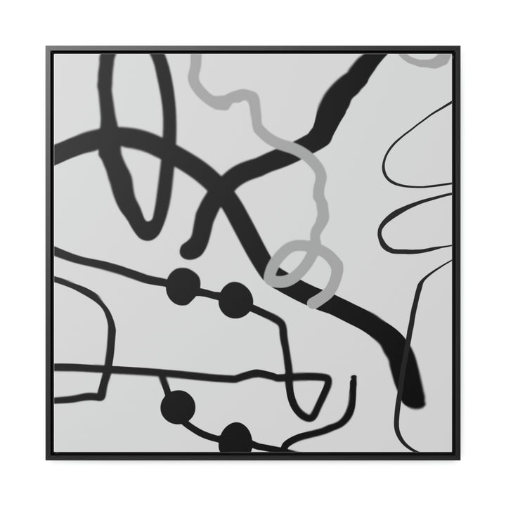  This abstract art on canvas features classic black and grey colors with a modern edge. With a framed molecular inspired line work, it offers a unique and striking look for the contemporary viewer. Perfect for creating a modern atmosphere, this piece will add vibrancy and movement to any space.