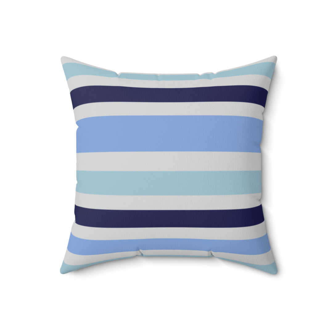 Soft Blue and Navy Striped Pillow - GLOBAL+ART+STYLE