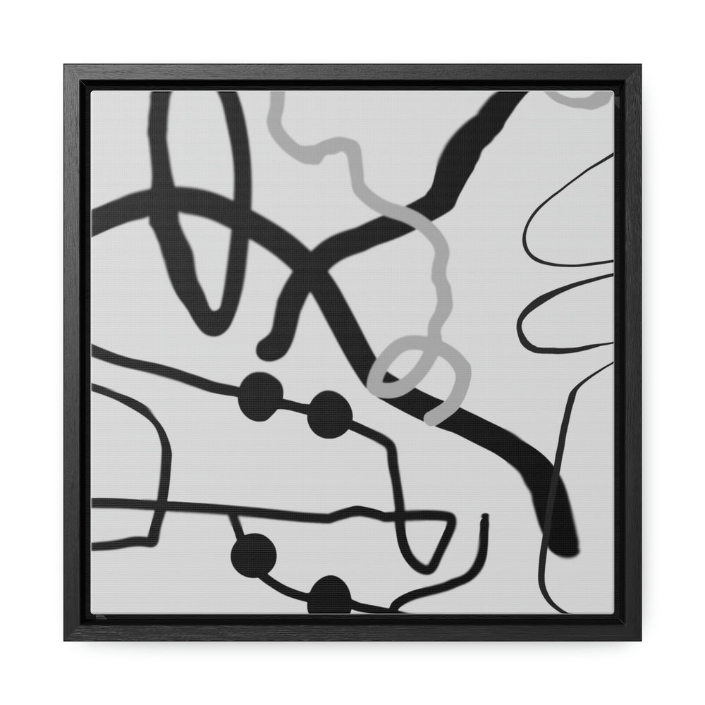  This abstract art on canvas features classic black and grey colors with a modern edge. With a framed molecular inspired line work, it offers a unique and striking look for the contemporary viewer. Perfect for creating a modern atmosphere, this piece will add vibrancy and movement to any space.